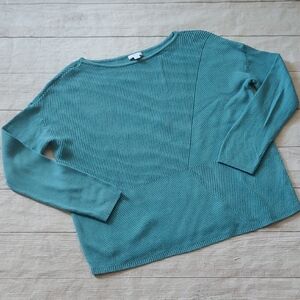 J. Jill Women's Cotton Blend Soft Teal Sweater